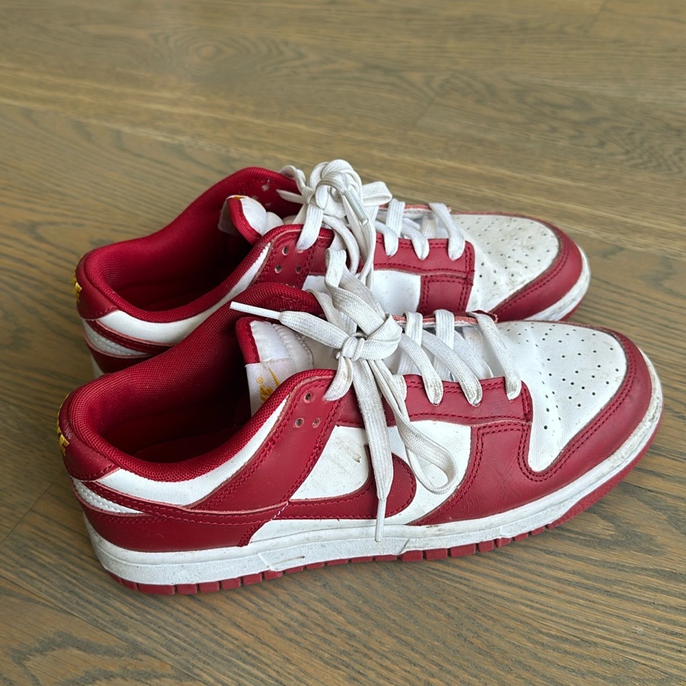 Red and White Nike Dunks